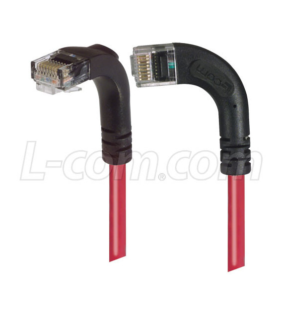 Category 6 LSZH Right Angle Patch Cable, Right Angle Left/Right Angle Down, Red, 15.0 ft