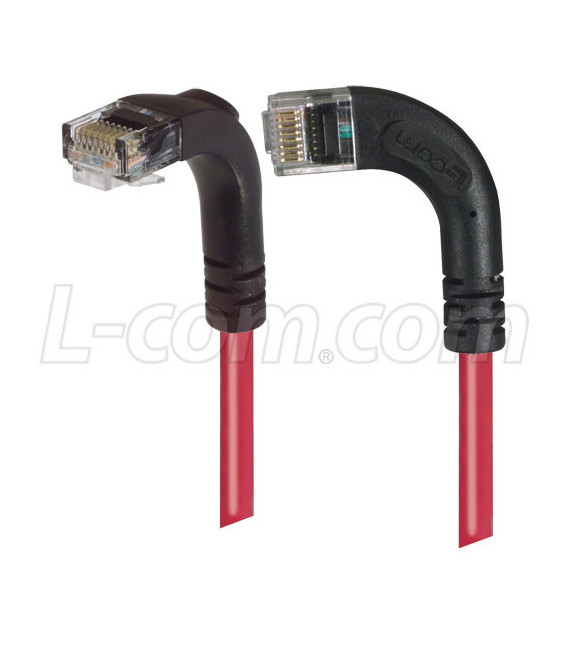 Category 6 LSZH Right Angle Patch Cable, Right Angle Left/Right Angle Down, Red, 7.0 ft