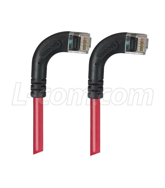 Category 6 LSZH Right Angle Patch Cable, Right Angle Right/Right Angle Right, Red, 30.0 ft