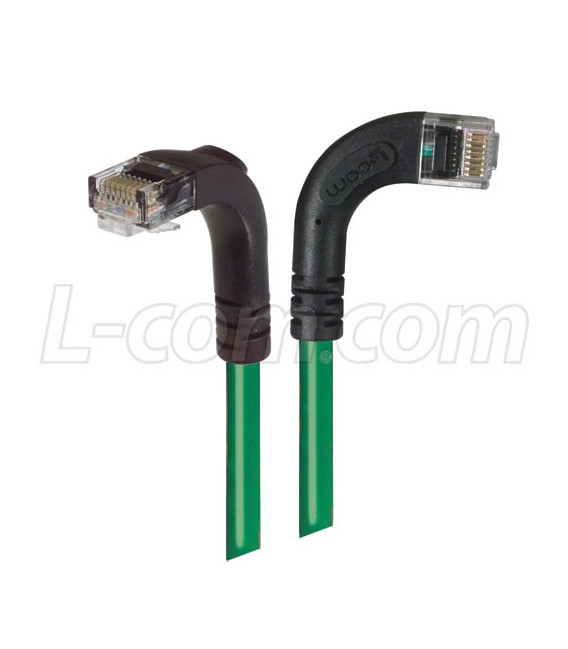 Category 5E Right Angle Patch Cable, RA Right Exit/Right Angle Down, Green 1.0 ft