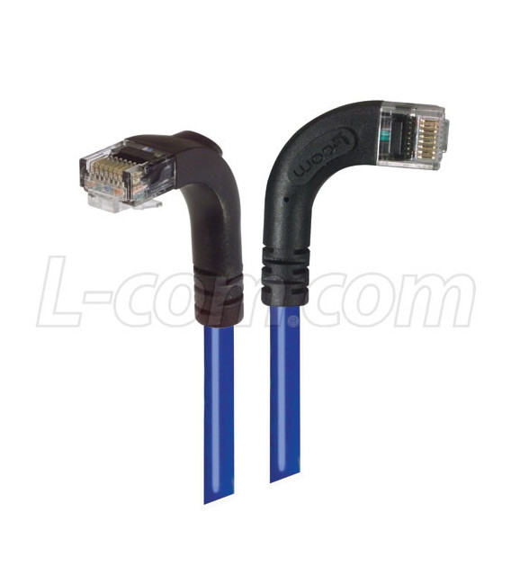 Category 5E Right Angle Patch Cable, RA Right Exit/Right Angle Down, Blue 7.0 ft
