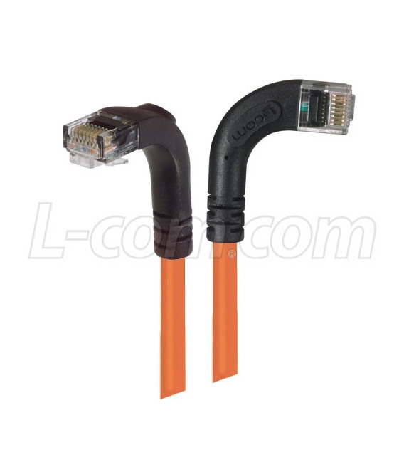 Category 5E Right Angle Patch Cable, RA Right Exit/Right Angle Down, Orange 1.0 ft