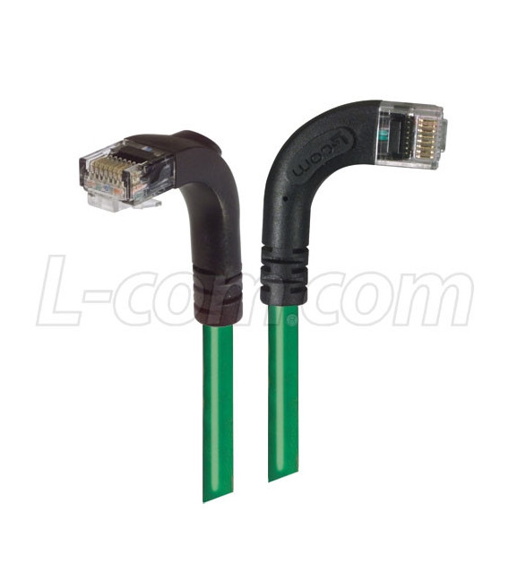 Category 5E Right Angle Patch Cable, RA Right Exit/Right Angle Down, Green 7.0 ft