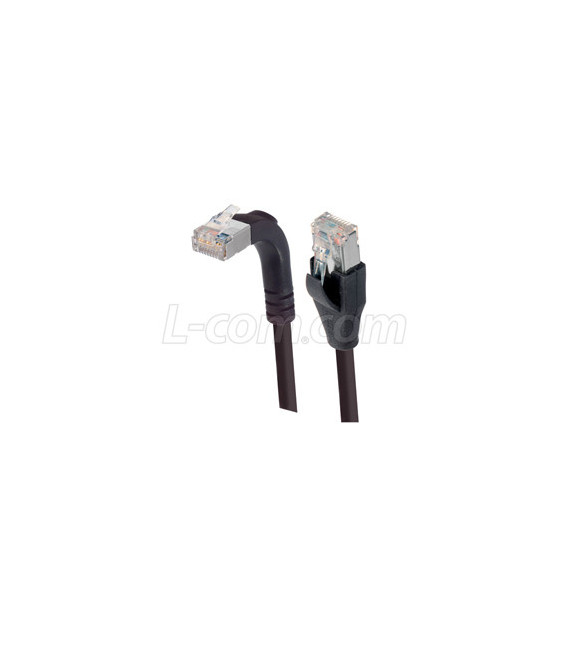 Category 6 Shielded LSZH Right Angle Patch Cable, Straight/Right Angle Up, Black, 1.0 ft