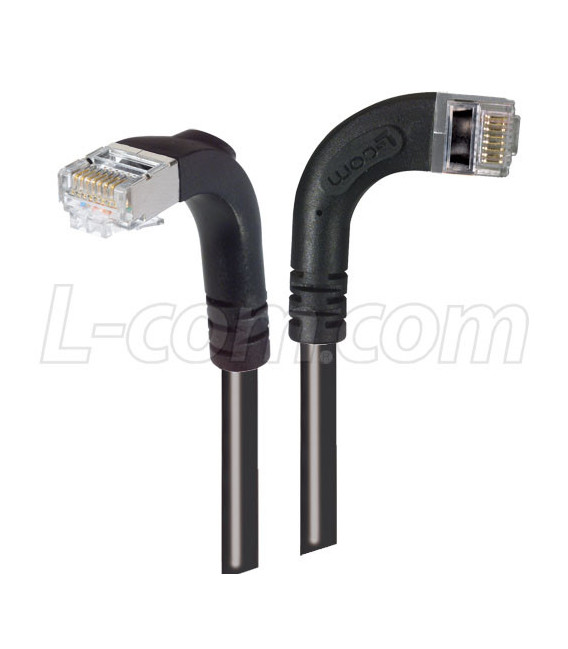 Category 6 Shielded LSZH Right Angle Patch Cable, Right Angle Right/Right Angle Down, Black, 1.0 ft