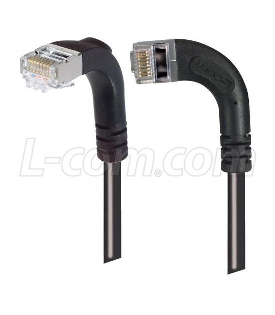 Category 6 Shielded LSZH Right Angle Patch Cable, Right Angle Left/Right Angle Down, Black, 1.0 ft