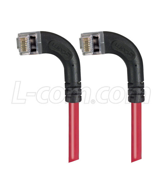 Category 6 Shielded LSZH Right Angle Patch Cable, Right Angle Left/Right Angle Left, Red, 25.0 ft