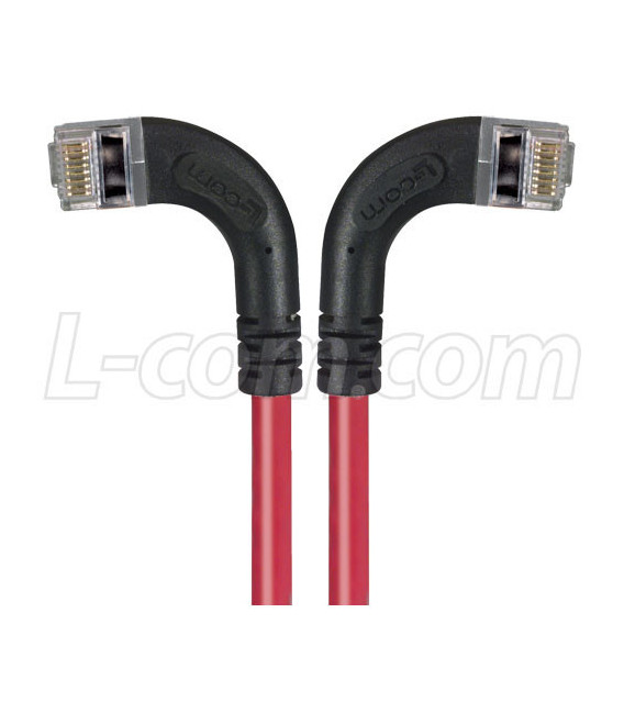 Category 6 Shielded LSZH Right Angle Patch Cable, Right Angle Left/Right Angle Right, Red, 1.0 ft