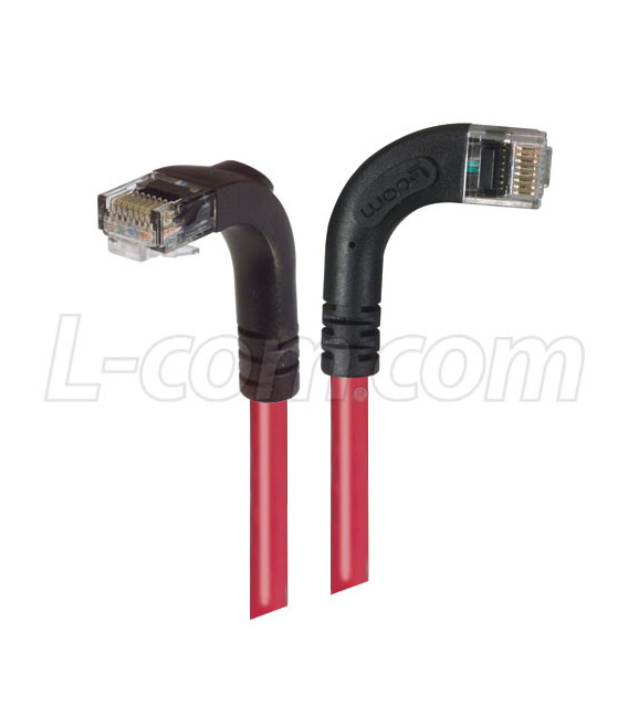 Category 6 LSZH Right Angle Patch Cable, Right Angle Right/Right Angle Down, Red, 3.0 ft