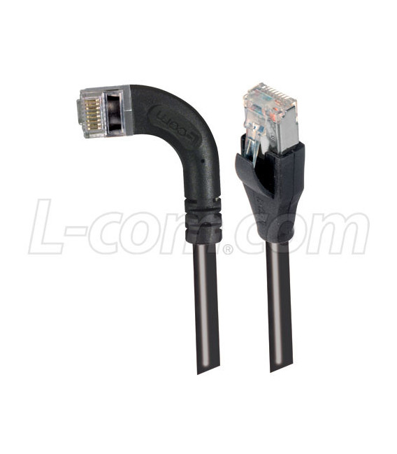 Category 6 Shielded LSZH Right Angle Patch Cable, Straight/Right Angle Left, Black, 1.0 ft