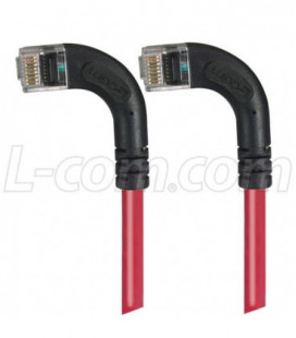 Category 6 Right Angle RJ45 Ethernet Patch Cords - RA (Left) to RA (Left) - Red, 1.0Ft