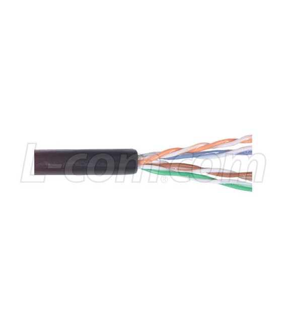 Cat6, Outdoor Ethernet Cable PE Jacket, Aerial Lashed, 4 Pr. Solid 24 AWG, 1,000ft, Black