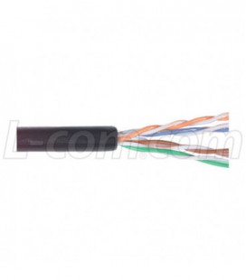 Cat6, Outdoor Ethernet Cable PE Jacket, Aerial Lashed, 4 Pr. Solid 24 AWG, 1,000ft, Black