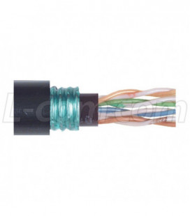 Cat5e, Outdoor Ethernet Cable PE Jacket, Direct Burial, 4 Pr. Solid 24 AWG, 1,000ft, Black
