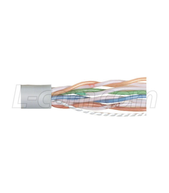 Category 5E UTP Plenum Rated 24 AWG 4-Pair Solid Conductor Gray, 1KFT