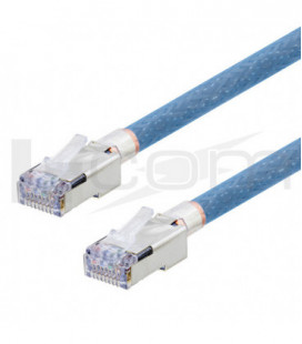 Category 5e Aerospace Ethernet Cable High-Temp Double Shielded FEP Blue RJ45, 1.0ft