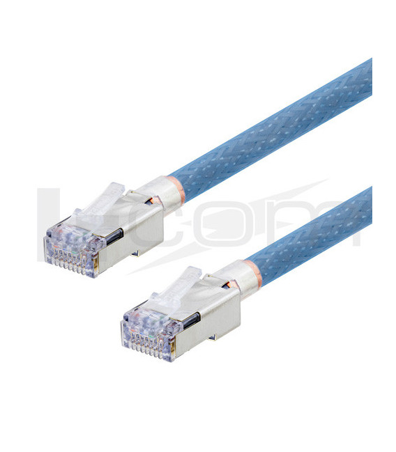 Category 5e Aerospace Ethernet Cable High-Temp SF/UTP FEP Blue RJ45, 2.0ft