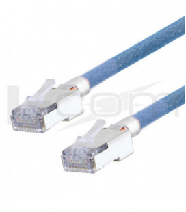 Category 5e Slim Aerospace Ethernet Cable High-Temp Double Shielded FEP Blue RJ45, 3.0ft