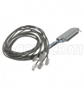 Cat. 3 Telco Breakout Cable, Female Telco / 6 (8x8), 3.0 ft