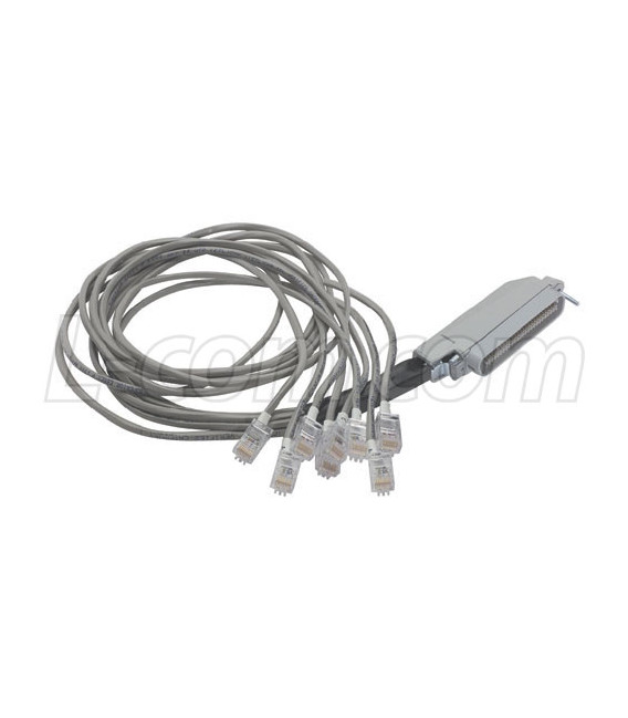 Cat. 3 Telco Breakout Cable, Male Telco / 6 (8x8), 3.0 ft
