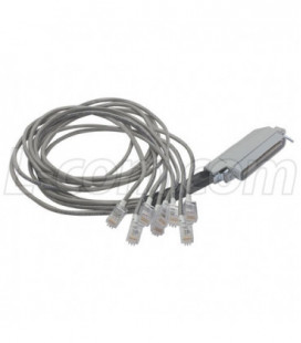 Cat. 3 Telco Breakout Cable, Male Telco / 6 (8x8), 3.0 ft