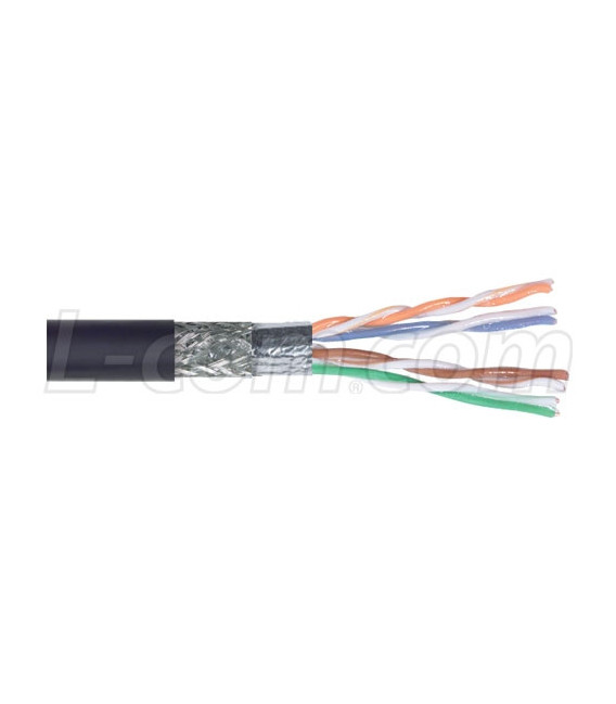 Category 6A SF/UTP Hi Flex PUR 26 AWG 4-Pair Stranded Conductor Black, 1KFT