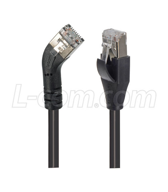 Category 6 Shielded 45° Patch Cable, Straight/Left 45° Angle, Black 5.0 ft