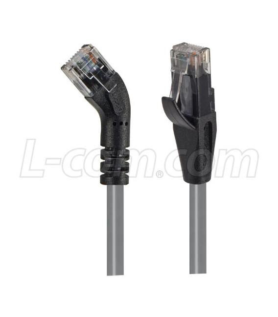 Category 6 45° Patch Cable, Straight/Right 45° Angle, Gray 1.0 ft