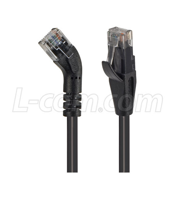 Category 6 45° Patch Cable, Straight/Right 45° Angle, Black 10.0 ft