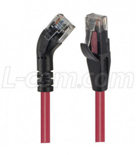 Category 6 45° Patch Cable, Straight/Left 45° Angle, Red 7.0 ft