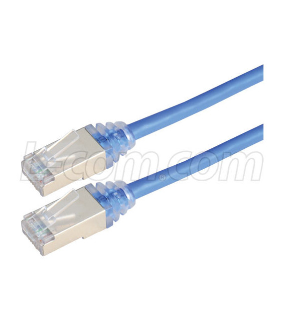 Category 6a Slim Ethernet Patch Cable, Shielded, Blue, 7.0Ft
