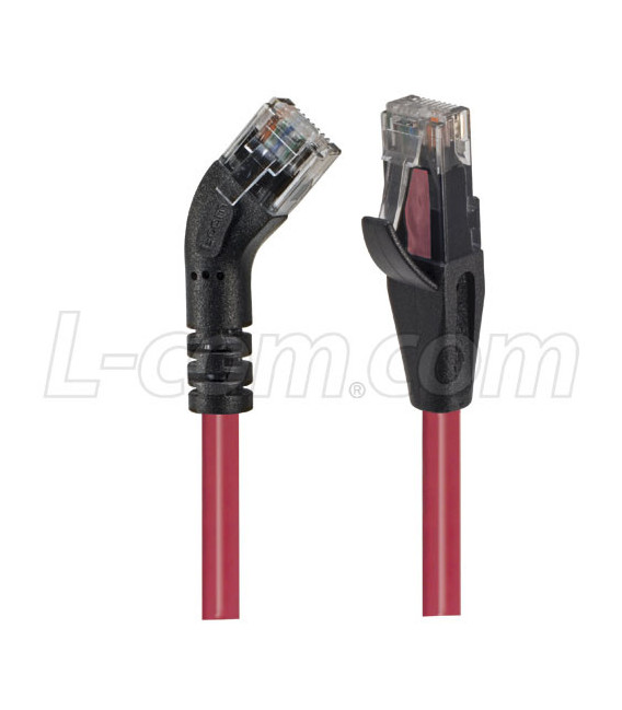 Category 6 45° Patch Cable, Straight/Left 45° Angle, Red 1.0 ft