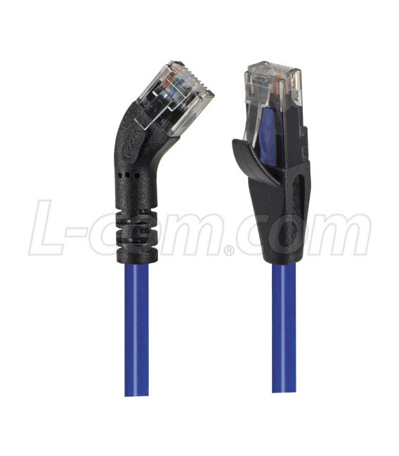 Category 6 45° Patch Cable, Straight/Left 45° Angle, Blue 1.0 ft