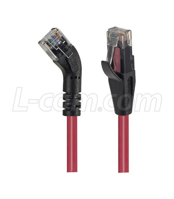 Category 6 45° Patch Cable, Straight/Right 45° Angle, Red 1.0 ft