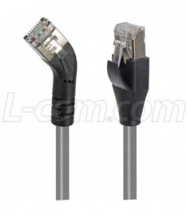 Category 6 Shielded 45° Patch Cable, Straight/Right 45° Angle, Gray 1.0 ft
