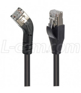 Category 6 Shielded 45° Patch Cable, Straight/Right 45° Angle, Black 7.0 ft