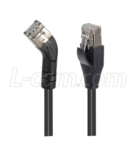 Category 6 Shielded 45° Patch Cable, Straight/Right 45° Angle, Black 1.0 ft