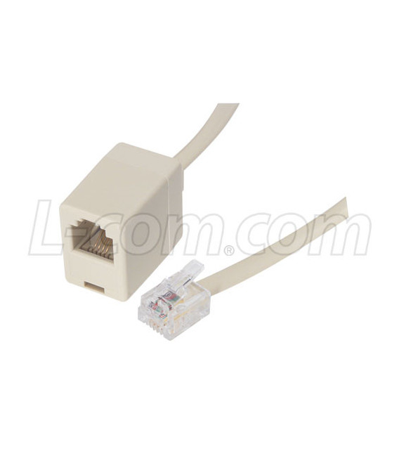 Reverse Cable Adapter RJ11 (6X4), Male/Female, 10 in.