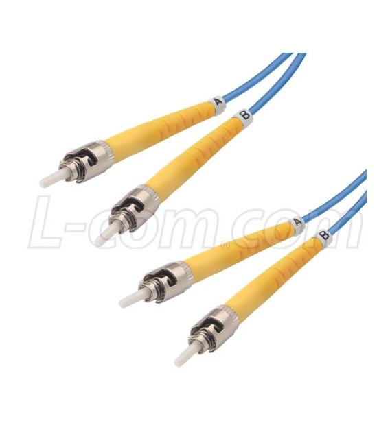 9/125, Single Mode Fiber Cable, Dual ST / Dual ST, Blue 2.0m