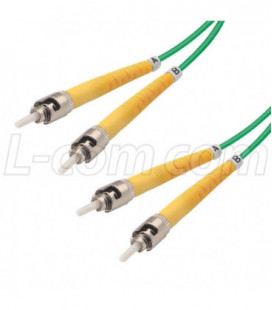 9/125, Single Mode Fiber Cable, Dual ST / Dual ST, Green 15.0m