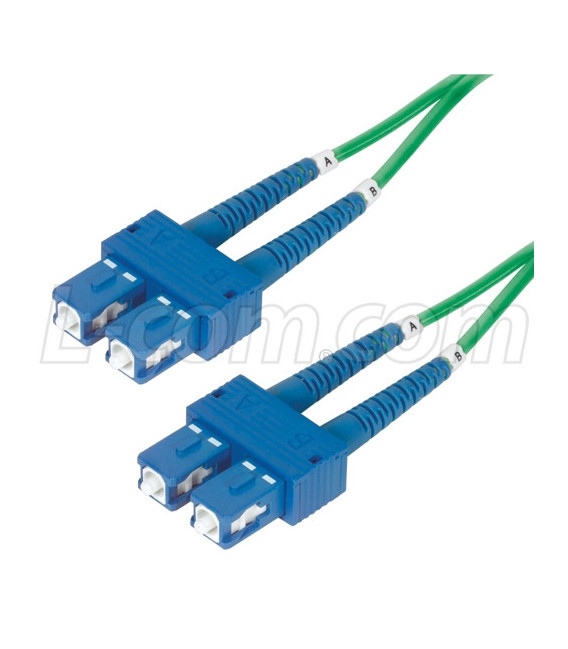 9/125, Single Mode Fiber Cable, Dual SC / Dual SC, Green 15.0m