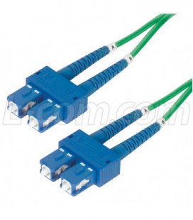 9/125, Single Mode Fiber Cable, Dual SC / Dual SC, Green 15.0m