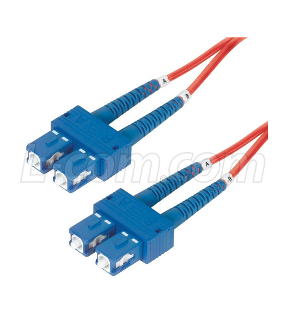 9/125, Single Mode Fiber Cable, Dual SC / Dual SC, Red 5.0m