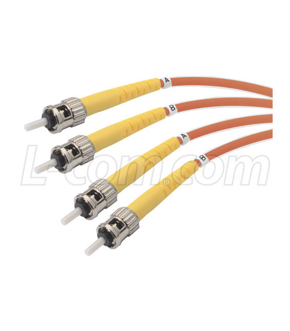 9/125, Single Mode Fiber Cable, Dual ST / Dual ST, Orange 1.0m