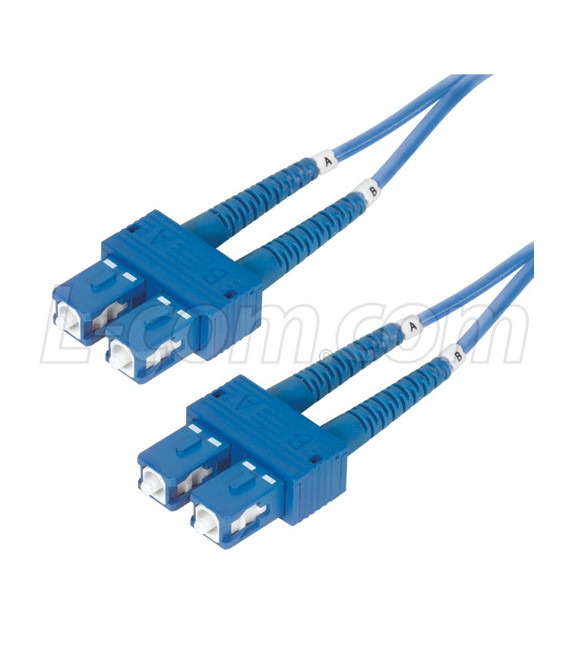 9/125, Single Mode Fiber Cable, Dual SC / Dual SC, Blue 1.0m