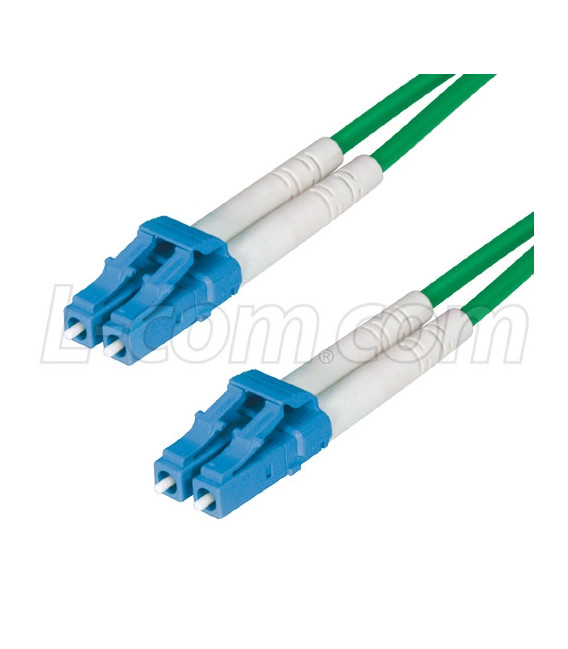 9/125, Single Mode Fiber Cable, Dual LC / Dual LC, Green 15.0m