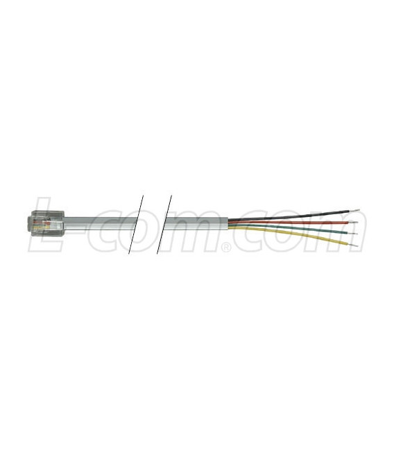 Flat Modular Cable, RJ11 (6x4) / Tinned End, 1.0 ft
