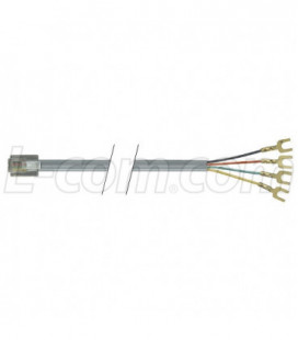 Flat Modular Cable, RJ11 (6x4) / Spade Lug, 1.0 ft