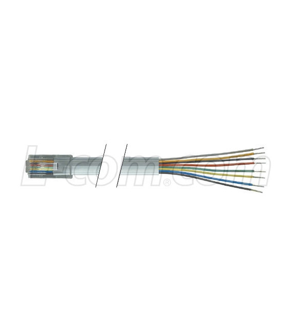 Flat Modular Cable, RJ45 (8x8) / Tinned End, 5.0 ft