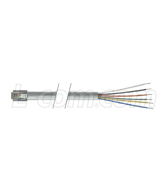 Flat Modular Cable, RJ12 (6x6) / Tinned End, 1.0 ft